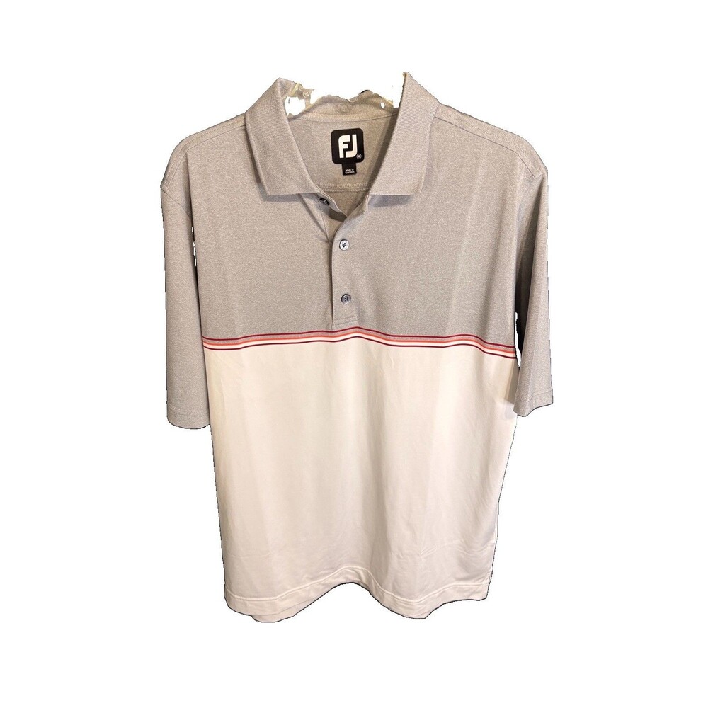 FJ Footjoy Mens Gray Polo Golf Shirt Size Medium